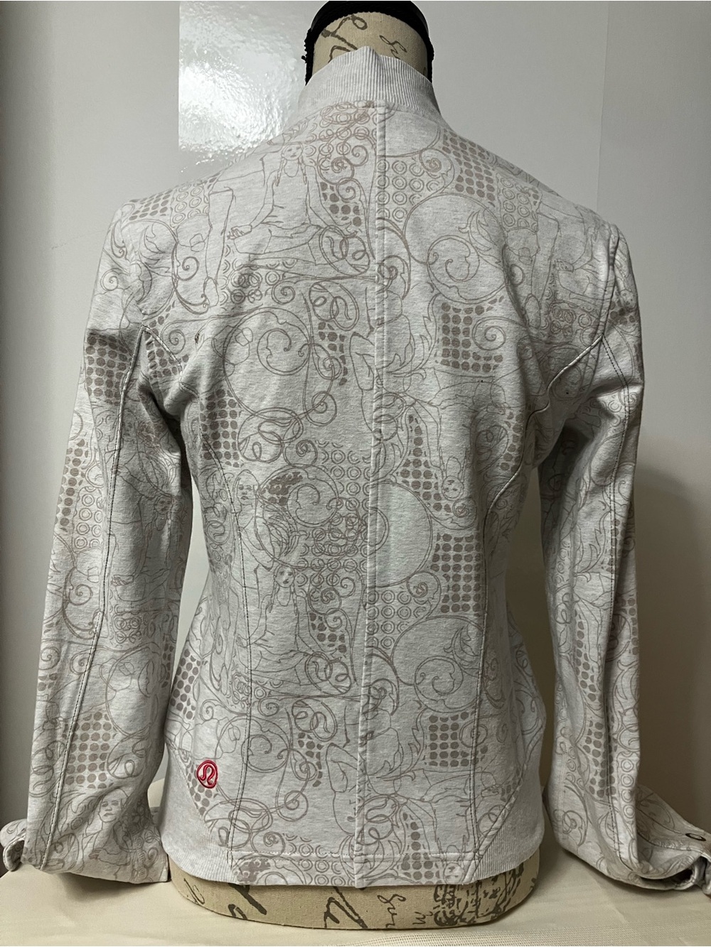 Light Gray Printed Asymmetric Zip Women's Jacket - Picture 2 of 11